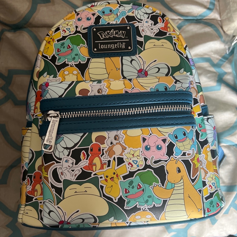 Pokemon Sticker Loungefly Tattoo All Over Backpack Mew Pikachu original 151 nwt